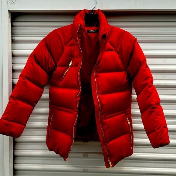 Lauren, Ralph Lauren, red and gold puffy jacket. Size XXS new $350. - Picture 1 of 8